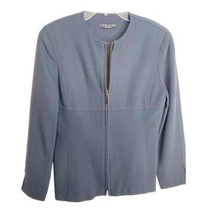 Virani White Label Black Collarless Long Sleeve Zip-Front Women’s Blazer Size M